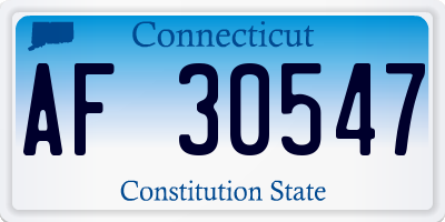 CT license plate AF30547