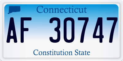 CT license plate AF30747