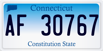 CT license plate AF30767