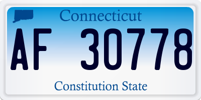 CT license plate AF30778