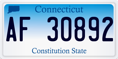 CT license plate AF30892