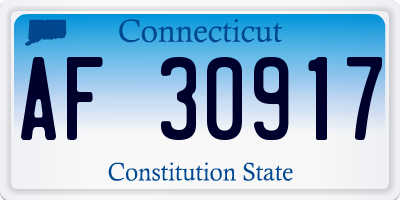CT license plate AF30917