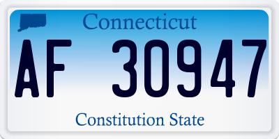 CT license plate AF30947