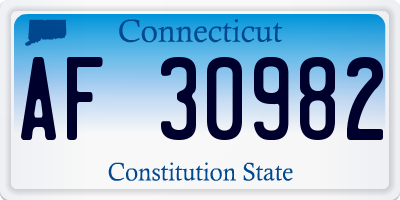 CT license plate AF30982