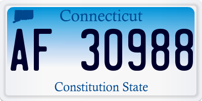 CT license plate AF30988