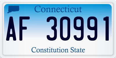 CT license plate AF30991