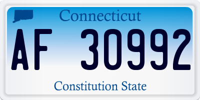 CT license plate AF30992