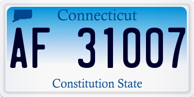 CT license plate AF31007