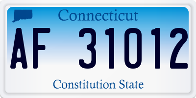 CT license plate AF31012
