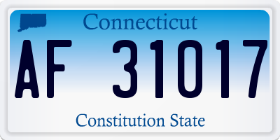 CT license plate AF31017