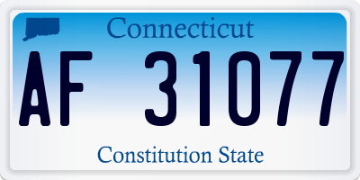 CT license plate AF31077