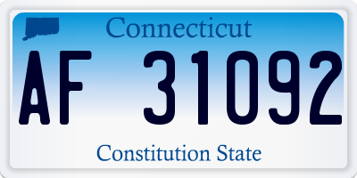 CT license plate AF31092