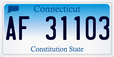 CT license plate AF31103