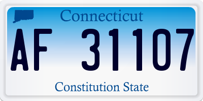 CT license plate AF31107