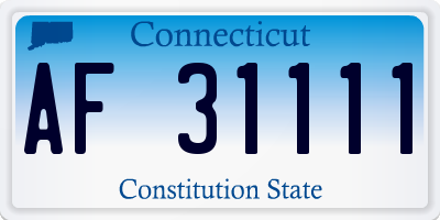 CT license plate AF31111