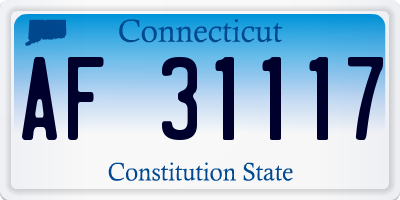 CT license plate AF31117