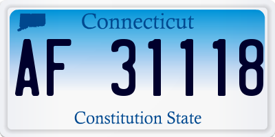 CT license plate AF31118