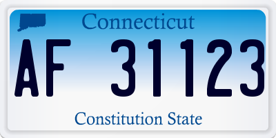 CT license plate AF31123
