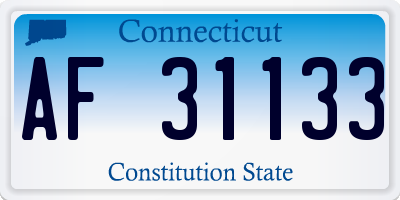 CT license plate AF31133