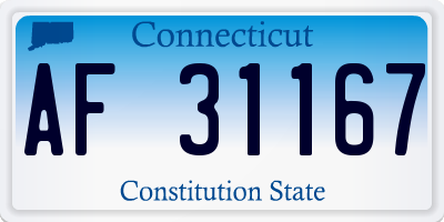 CT license plate AF31167