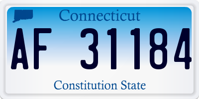 CT license plate AF31184