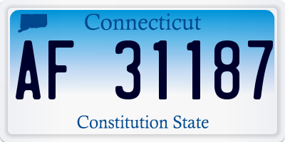 CT license plate AF31187
