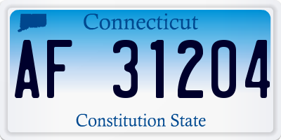 CT license plate AF31204