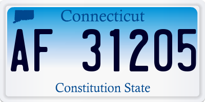 CT license plate AF31205