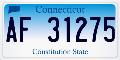 CT license plate AF31275