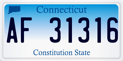 CT license plate AF31316