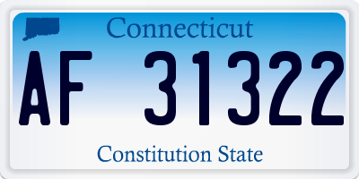 CT license plate AF31322