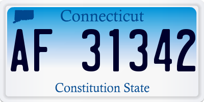 CT license plate AF31342