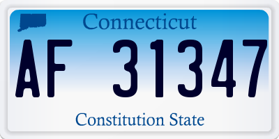 CT license plate AF31347