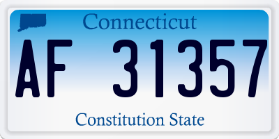 CT license plate AF31357
