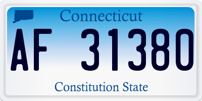 CT license plate AF31380