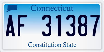CT license plate AF31387
