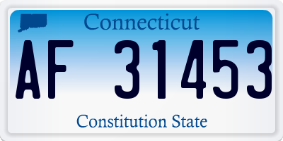 CT license plate AF31453
