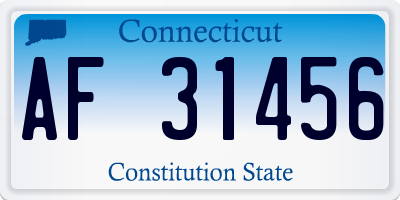 CT license plate AF31456