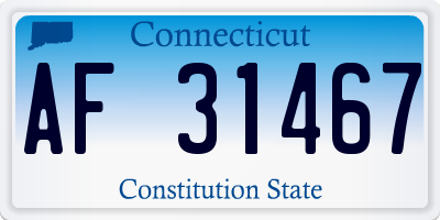 CT license plate AF31467