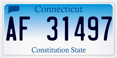 CT license plate AF31497