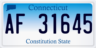 CT license plate AF31645