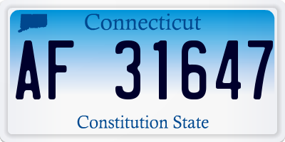 CT license plate AF31647