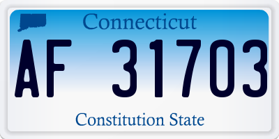 CT license plate AF31703