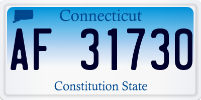 CT license plate AF31730