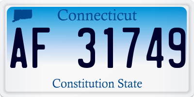 CT license plate AF31749