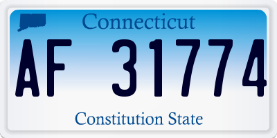 CT license plate AF31774