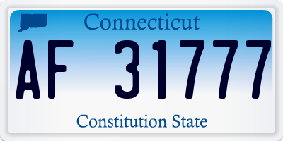 CT license plate AF31777