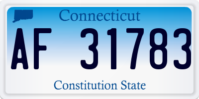 CT license plate AF31783