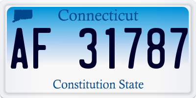CT license plate AF31787