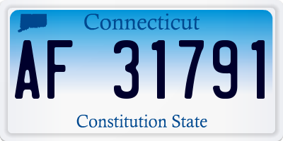 CT license plate AF31791